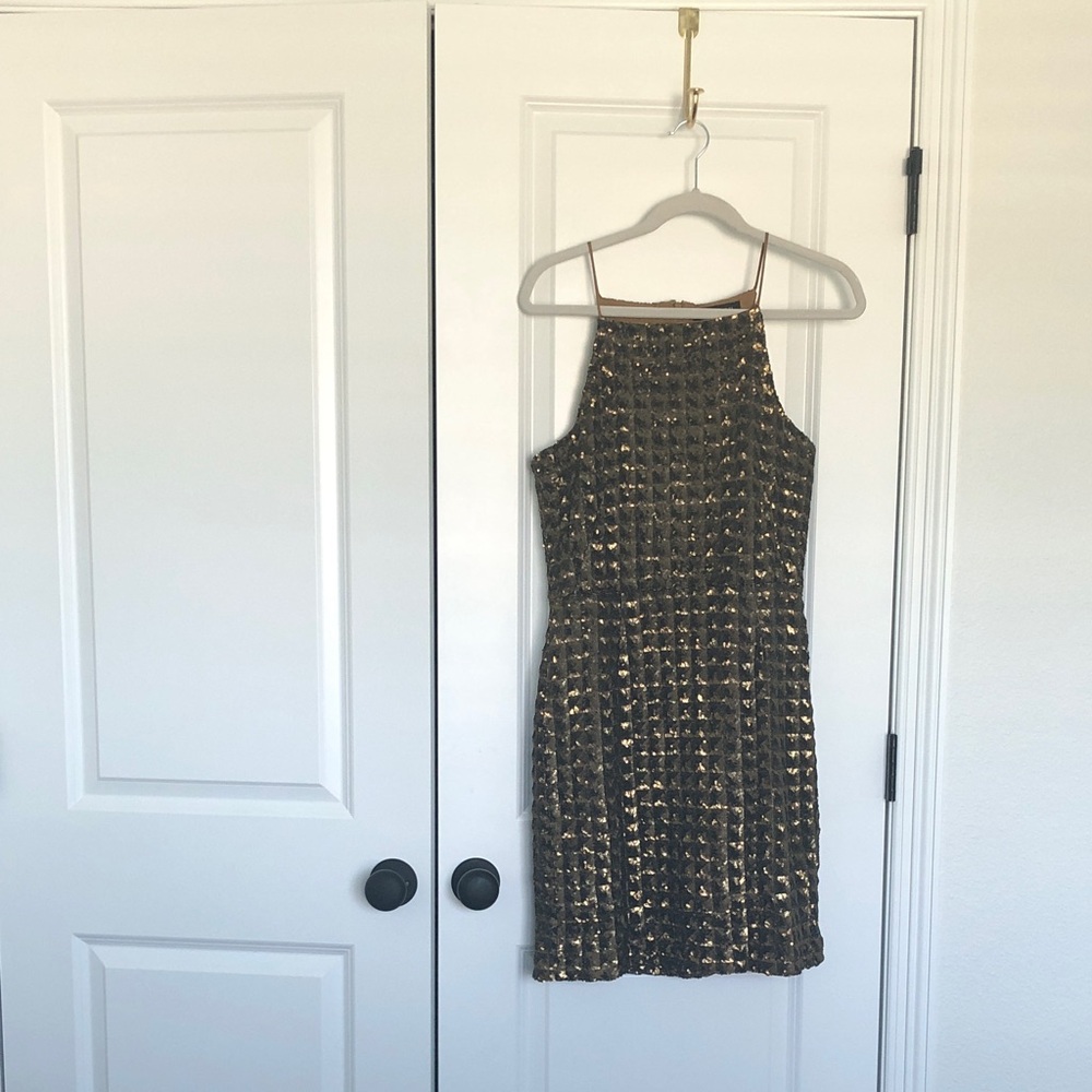 Elegant Gold and Black Mini Dress